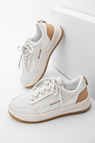 Marjin Damen Sneaker Hohe Sohle Sportschuhe Loske Weiß