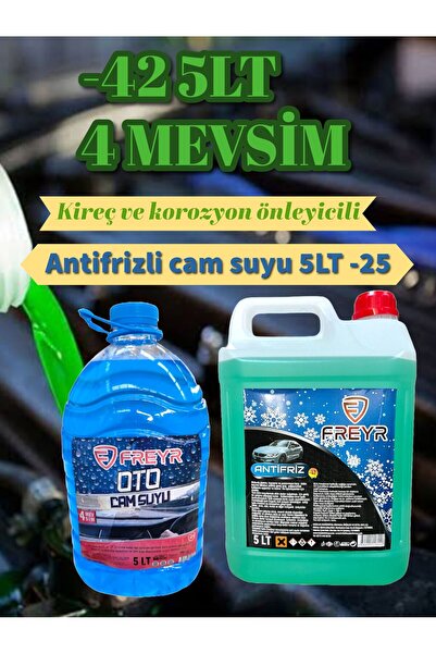 FREYR 4Mevsim Yeşil Antifriz -42C° 5LT-4Mevsim Antifrizli Oto Cam Suyu -25C° 5LT