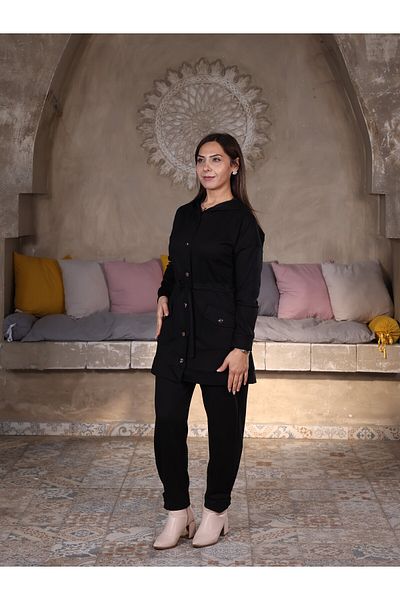 Fazilet Aslan Modal Fabric Hooded Double Set