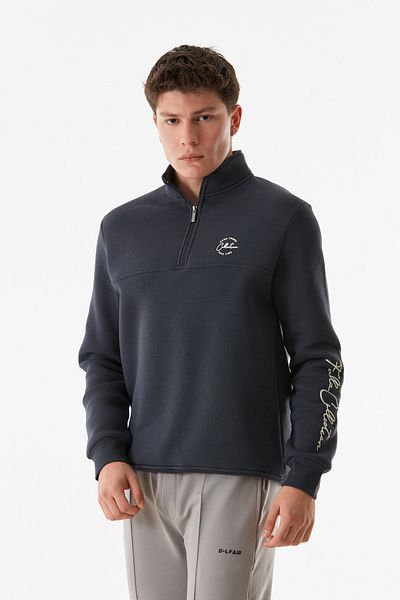 Fulla Moda Φούτερ με στάμπα με μισό φερμουάρ γιακά
