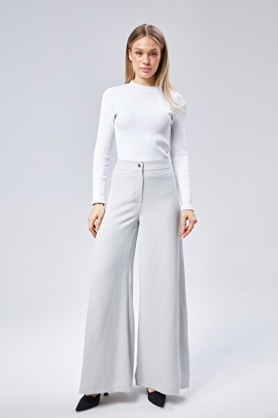 sehatex Білі жіночі штани з крепової тканини, еластичний пояс, вільний крій.