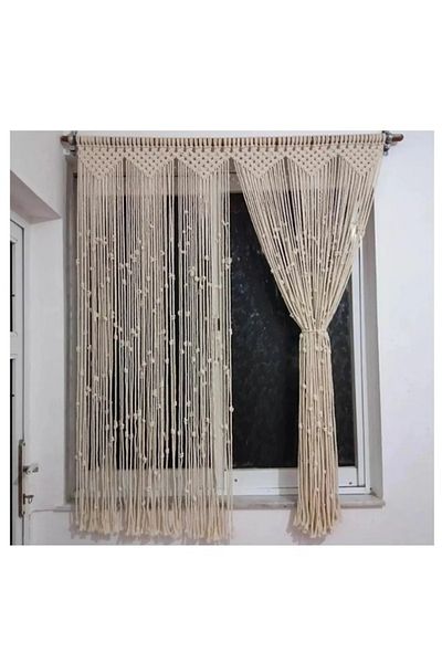 AslanButik Rustic and Bohemian Style Macrame Curtain Window Door Curtain