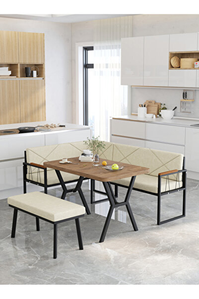 Mygusi Src 70x110 Atlantik Masalı, Köşe Takımı, Mutfak, Balkon Köşe Takımı, Mutfak Masası Takımı - Krem