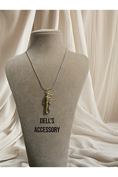 DELLS ACCESSORY قلادة حب مزدوجة ملونة باللون الفضي