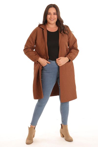 Metpoint Trend42plus Plus Size Onion Pattern Zippered Brown Cap