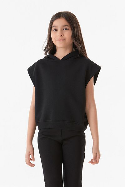 Fulla Moda سويت شيرت بناتي بغطاء للرأس بدون أكمام وخصر مطاطي