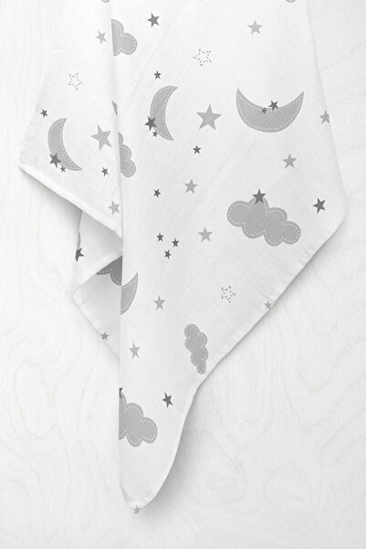 Wheeppo Multi-Purpose Muslin Baby Blanket Gray Cloud - XL 75X100 cm