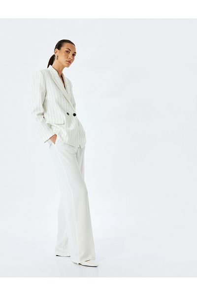 Koton Crepe Fabric High Waist Palazzo Pants with Pockets