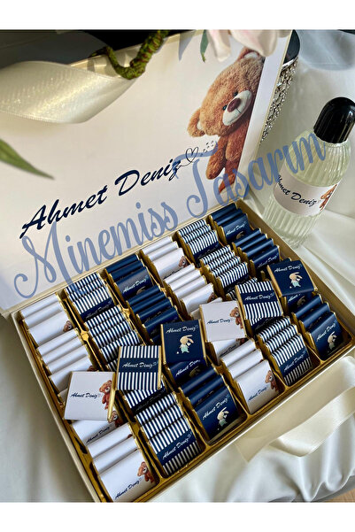 Minemiss Tasarım Kutulu Isme Özel Tasarımlı Kız-erkek 100 Adet Bebek Çikolata...