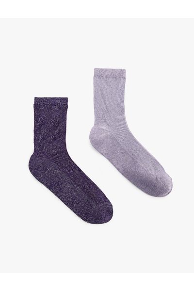 Koton Set de 2 șosete cu sclipici multicolore