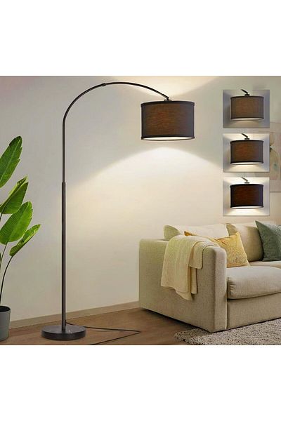 COOYA Modern Dimmable Floor Lamp, Adjustable Hanging Shade, Standing Lamp for Living Room, Bedroom(Black)