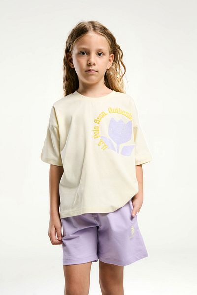 U.S. Polo Assn. BAZA. Polo Assn. Set pantaloni scurți galbeni pentru fete