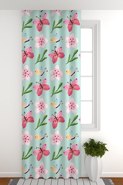 ZÜPER TEKSTİL Güneşlik Perde Çocuk Odası Kelebek Ve Çiçekler Kız Çocuk Odası ...