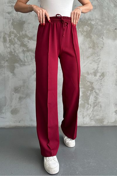 macharel jeans Women's New Season Lace-Up Ribbed Stitching Wide Leg Trousers