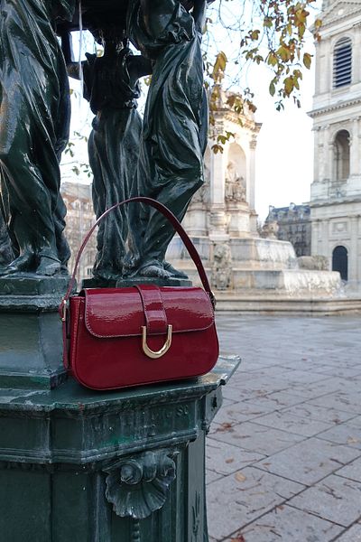 Housebags Patent Leather Cherry Adjustable Strap Zippered Hand-shoulder Bag 263