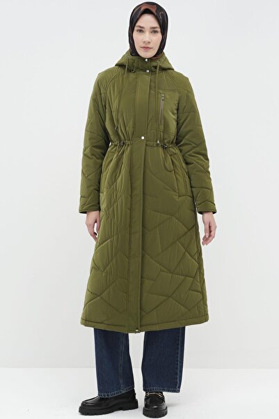 Tuğba Reglan Kollu Kapitone Kaban - Haki