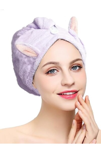 SB SizinBazar Lila Pamuklu Saç Kurulama Bonesi Baş Havlu Saç Bonesi- Pamuklu Saç Bonesi