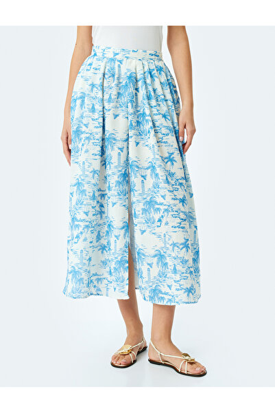 Koton Fusta evazată cu buzunare cu talie înaltă, lungime midi, cu flori