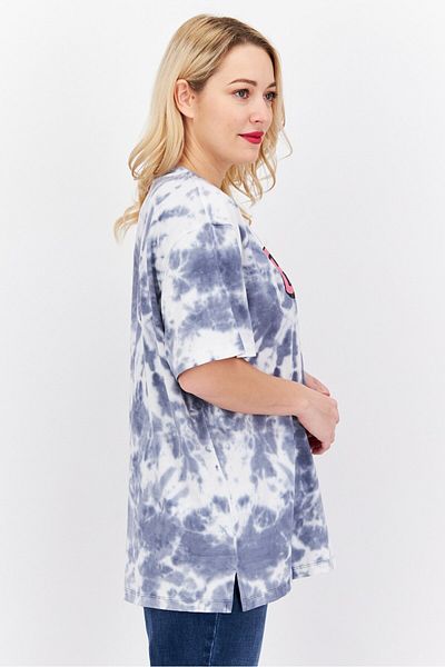 Barbie Women Crew Neck Short Sleeves Tie Dye T-Shirt, White