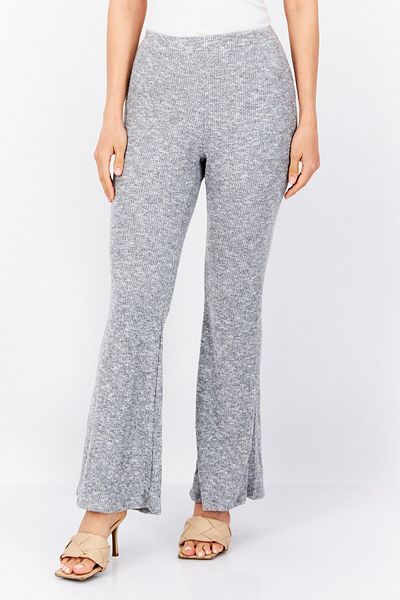 Sage The Label Women Wide Leg Textured Pull On Pants, Grey