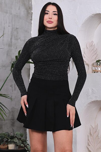 ZEYWEAR بلوزة ثنيات لامعة