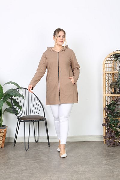 Avones Plus Size Soft Quality Tunic with Pockets and Zipper