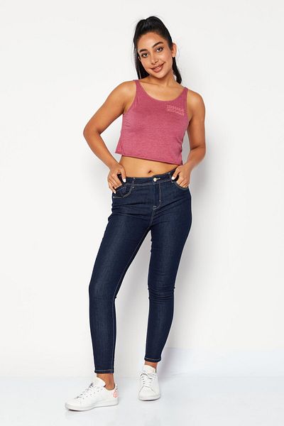 RUNWAY Women Round Neck Sleeveless Plain Tank Top, Burgundy