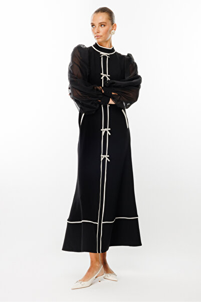 Nefeli Fiyonk Detaylı Maxi Boy Şifon Kol Elbise