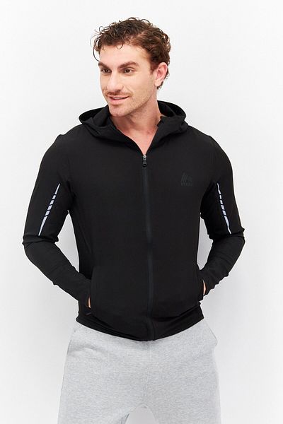 RBX Men Sportswear Fit Long Sleeve Hooded Training Sweatshirt, Black