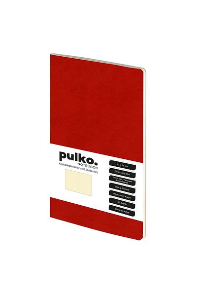 PULKO Notebook Chilli Red Tailor Stitched Notepad - 13X21Cm, 96 Sheets, Cream Paper