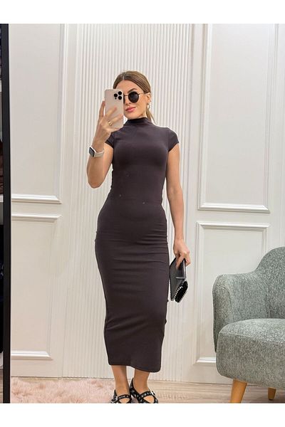 Flow Stand Collar Midi Dress