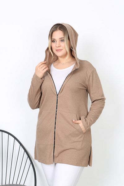 Avones Plus Size Soft Quality Tunic with Pockets and Zipper