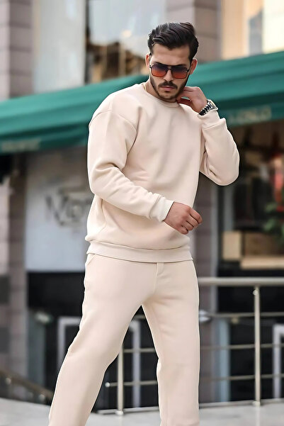 YAKAMEL Kalın bisiklet yaka paçası lastikli eşofman takımı