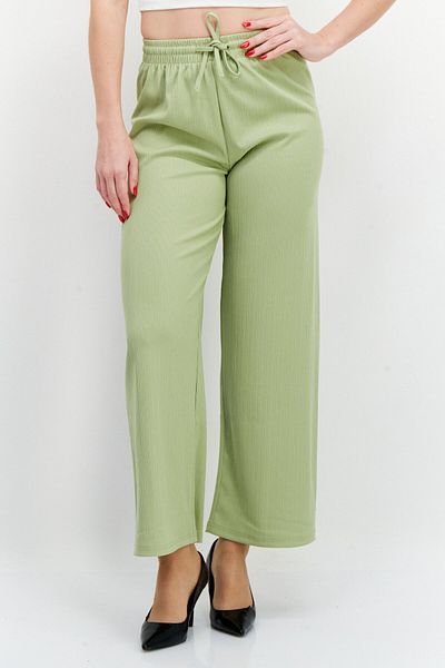 Bebe Women Regular Fit Textured Wide Leg Pants, Green