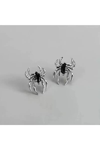 Dodemert Home Siyah Zirkonya Gümüş Kaplama Örümcek Küpe