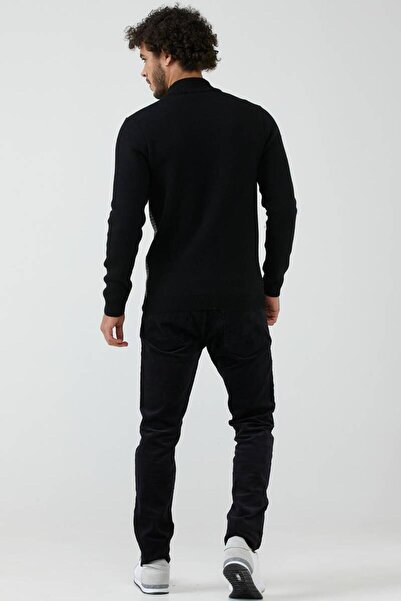 Sementa Ανδρικό πλεκτό μπουφάν με τσέπη με φερμουάρ - Μαύρο - Γκρι