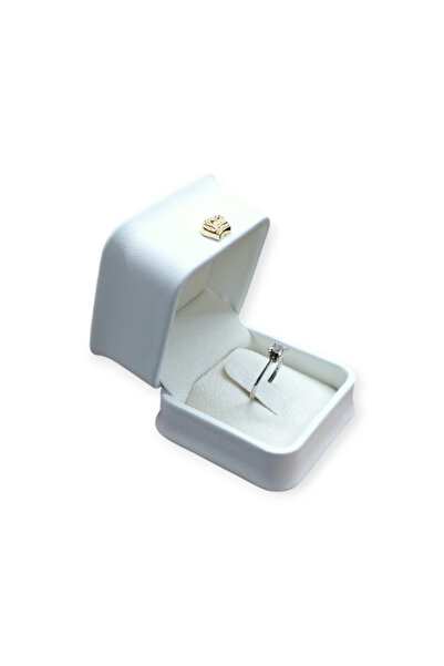 Metro Kuyumculuk Malzemeleri Deri Yüzük Kutusu Beyaz Tırnaklı Model