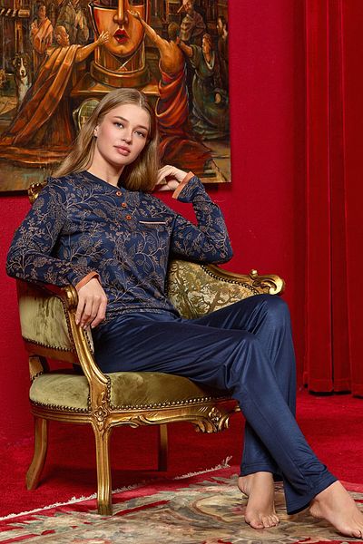 Cossy By Aqua Print Long Sleeve Pajamas Set (Wide Size Range) Cossybyaqua 25081-42