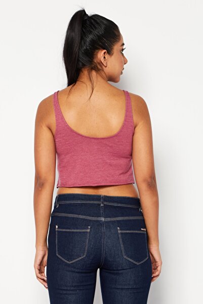 RUNWAY Women Round Neck Sleeveless Plain Tank Top, Burgundy