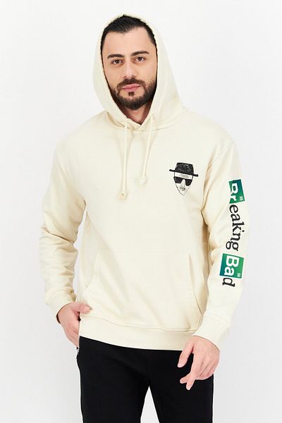Breaking Bad Men Hood With Drawstring Long Sleeve Graphic Print Sweatshirt, Beige