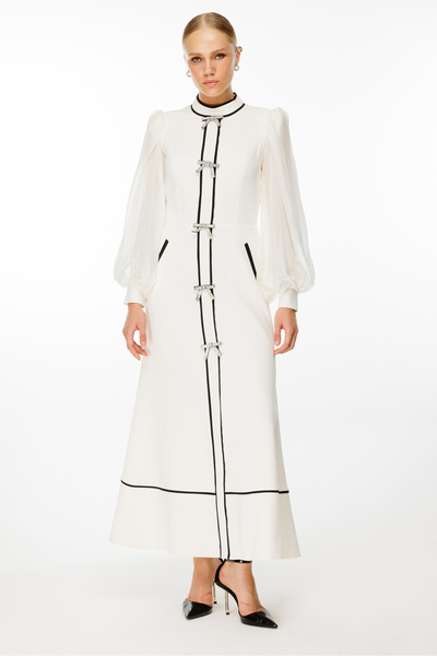 Nefeli Fiyonk Detaylı Maxi Boy Şifon Kol Elbise