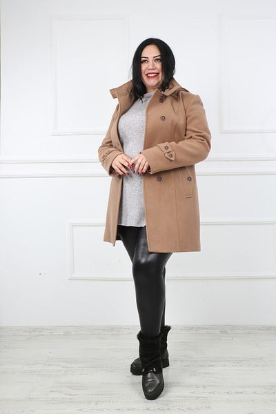 S&V TEKSTİL Women's Cream Stamp Coat