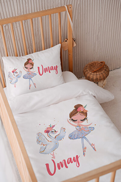Lilabio %100 Pamuk Saten Isme Özel Isimli 100x150 Bebek Yatak Nevresim Seti D...