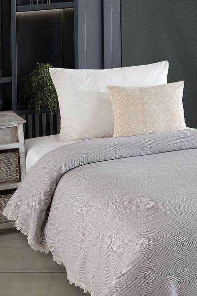 LADYNİL Gray Single Natural Bedspread - 180X210 cm