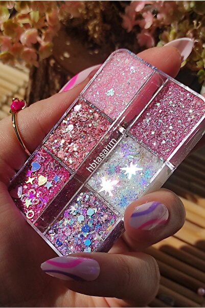 hbtasarim Glitter Göz Farı -yüz Ve Vücut Simi Paleti Pembe Göz Farı Parlak Glitter