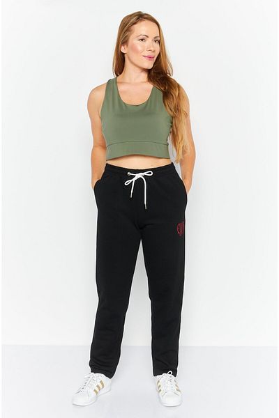 Elvis Women Regular Fit Embroidered Logo Jogger Pants, Black