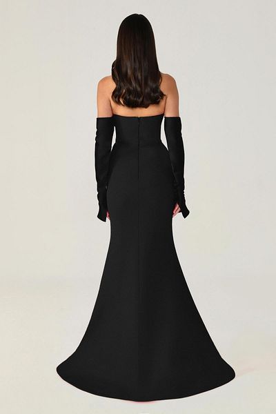 ALFABETA Strapless Low Sleeves Mermaid Evening Dress
