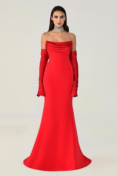 ALFABETA Fish Cut Strapless Long Dress