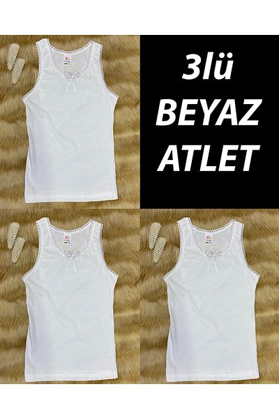 skycott Pachet de 3 maiouri albe pentru fete cu fundă cu bretele, 100% bumbac