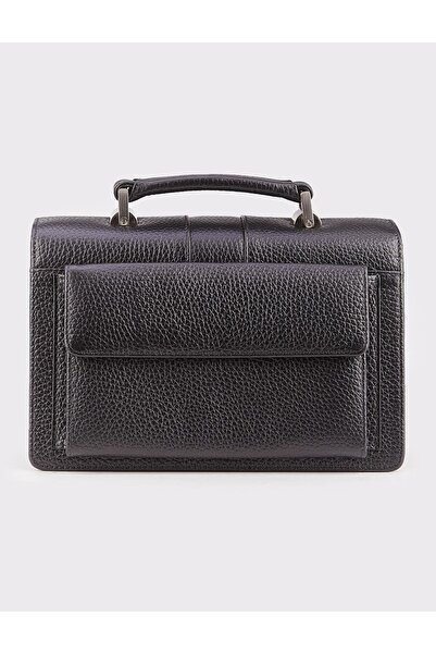 Cabani Genuine Leather Black Men's Briefcase with Snap Closure